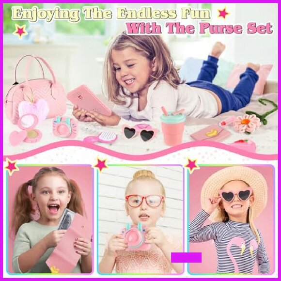 Girls Pretend Play Purse Set 35PCS Princess Role Play Toy Handbag - Picture 6 of 8